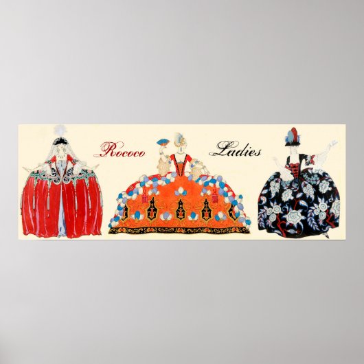 POSTER THREE ROCOCO LADIES,BEAUTY,FASHION COSTUME DESIGN (Devant)