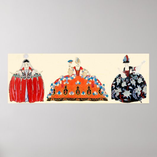 POSTER THREE ROCOCO LADIES,BEAUTY,FASHION COSTUME DESIGN (Devant)