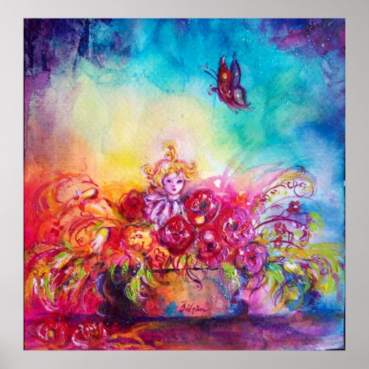 POSTER THUMBELINA, PANIER À FLEURS ET BOUTEILLE (Devant)