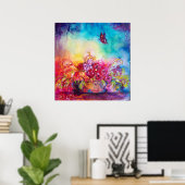 POSTER THUMBELINA, PANIER À FLEURS ET BOUTEILLE (Bureau à domicile)