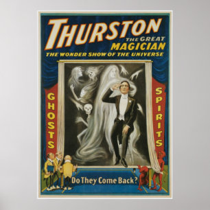 Poster Thurston Magicien ~ Ghosts ~ Vintage Magicien Act