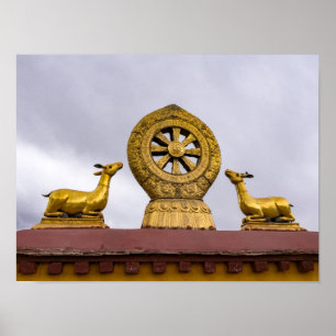 Poster Tibet, Lhassa - Roue du Dharma dans le temple de J