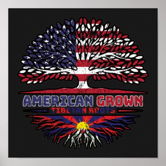 Poster Tibet Tibetan American USA Tree Roots Flag (Devant)