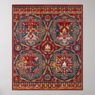 Poster Tibétain quatre Mandalas de la série Vajravali