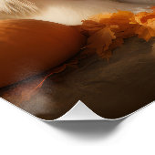 Poster Tibétain Terrier Chiot Automne Citrouille délice (Coin)