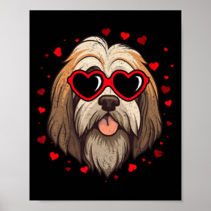 Poster Tibétain Terrier Saint-Valentin Cœur Amoureux de C