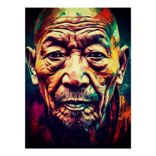 Poster Tibetan Monk in colors (Devant)