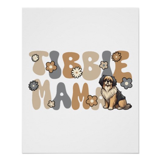 Poster Tibetan Spaniel Groovy Tibbie Maman (Devant)