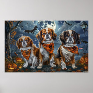 Poster Tibetan Spaniel Halloween Effrayant 