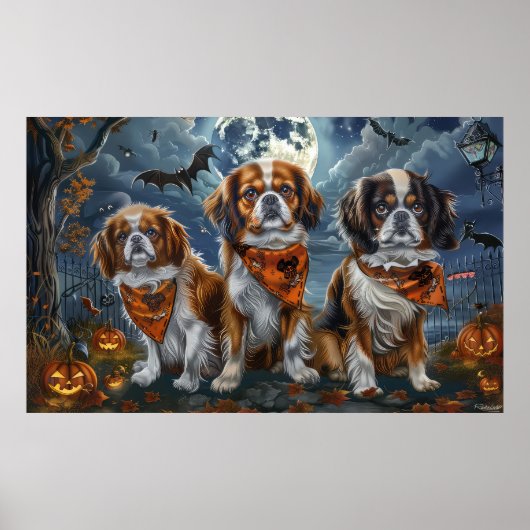 Poster Tibetan Spaniel Halloween Effrayant  (Devant)