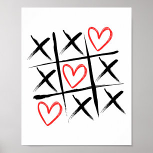 Poster Tic-tac-orteil Coeurs et croix Saint-Valentin