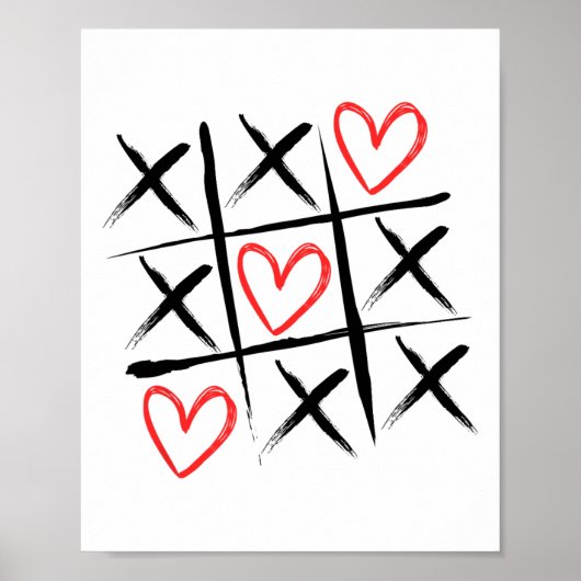 Poster Tic-tac-orteil Coeurs et croix Saint-Valentin (Devant)