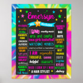 Poster Tie Dye 9e 10e Anniversaire signe jalon 1073 (Devant)