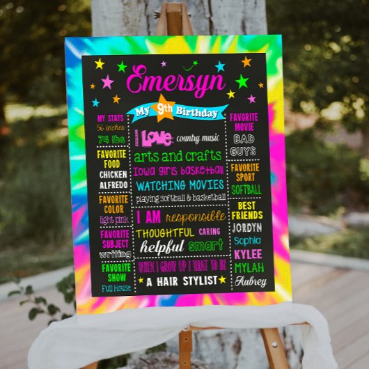 Poster Tie Dye 9e 10e Anniversaire signe jalon 1073