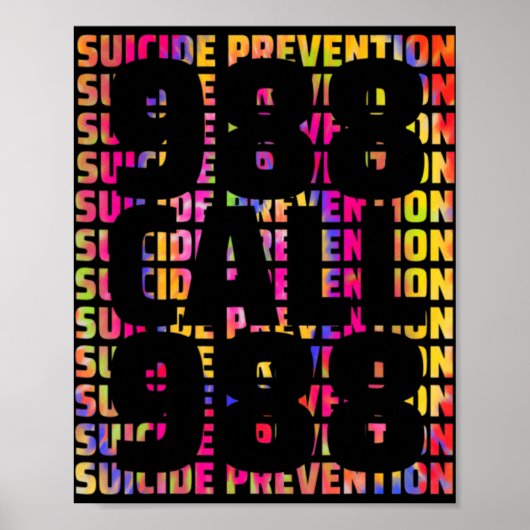 Poster Tie Dye Awareness Suicide Prevention 988 Mental He (Devant)