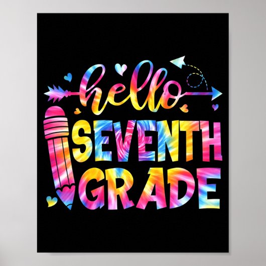 Poster Tie Dye Bonjour Étudiant de la septième année de c (Devant)