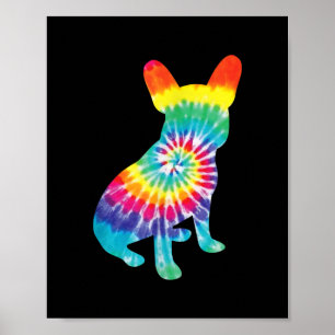 Poster Tie Dye Hippie Cadeau Français Bulldog Pour Amour