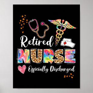 Poster Tie Dye Infirmière retraitée Officielle retraitée