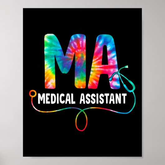 Poster Tie Dye Ma Médicale Infirmière Stéthoscope Ma (Devant)