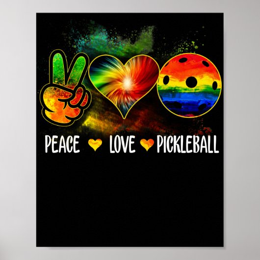 Poster Tie Dye Peace Love Pickleball Pickleball Lover (Devant)
