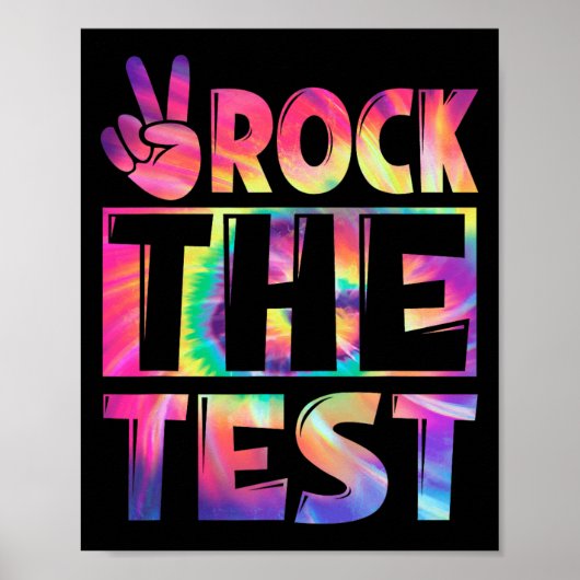 Poster Tie Dye Rock Le Test Joyeux Test Jour Enseignant L (Devant)