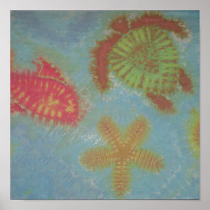 Poster Tie Dye Sea Turtle Horse Star Fish