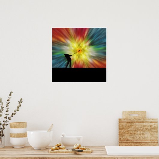 Poster Tie Dye Silhouette Golfer (Cuisine)