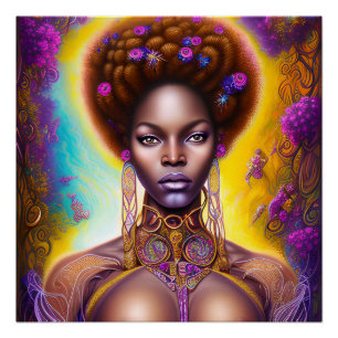 Poster Tiff Queen Auburn Brown cheveux Black Melanin Afro