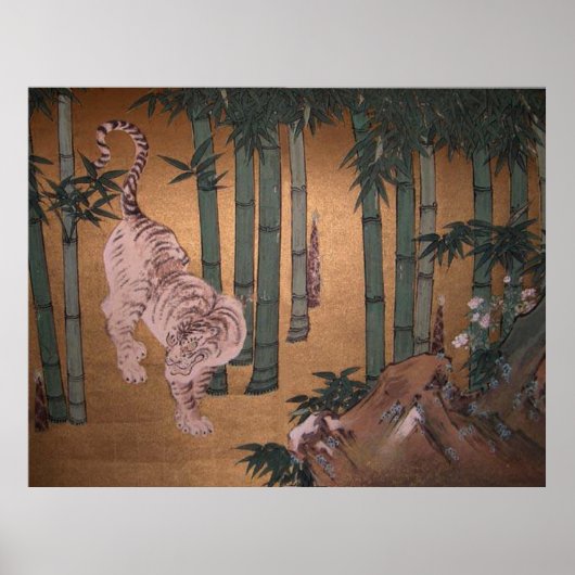 Poster Tiger à Bamboo Grove by Kano Tan-yu (Devant)