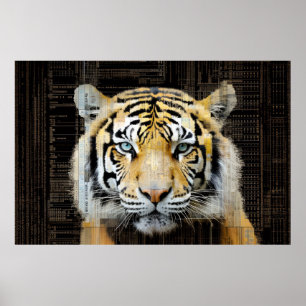 Poster Tiger Animal Art Décor Peinture Mosaïque