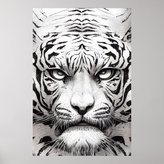 Poster Tiger Animal Wild Nature Illustration Line Epic (Devant)