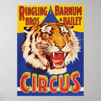 Poster TIGER Growl Cirque Sonnerie Bros Circus Anima