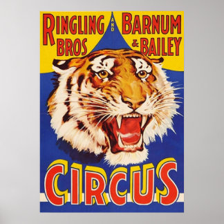 Poster TIGER Growl Cirque Sonnerie Bros Cirque Animal Vin