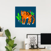 Poster Tiger in flowers (Bureau à domicile)