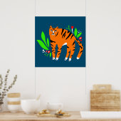 Poster Tiger in flowers (Cuisine)