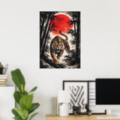 Poster Tiger In Red Moon - Japanese Anime Art (Bureau à domicile)