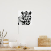 Poster Tiger Noir et Blanc Bleu yeux (Cuisine)