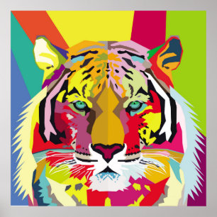 Poster Tiger Pop Art Portrait, pop, tigre, animal, facial