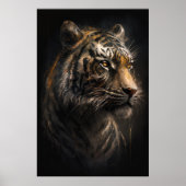 Poster Tiger Portrait Animal Nature Faune Peinture Art (Devant)