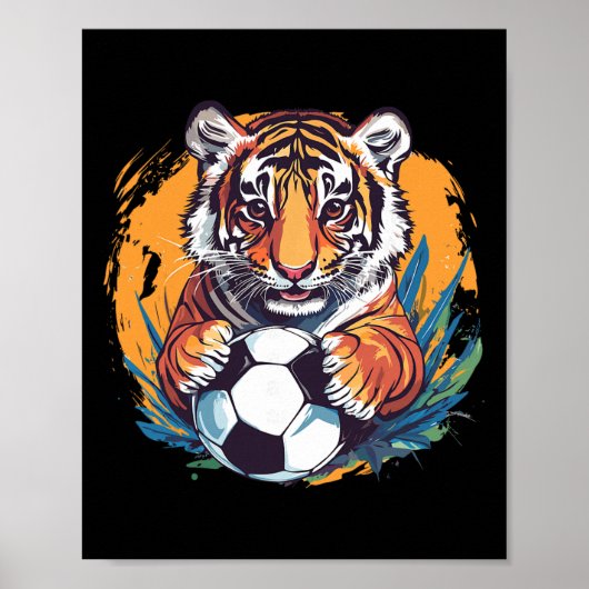 Poster Tiger Soccer Byll Fierce Jungle Animal (Devant)