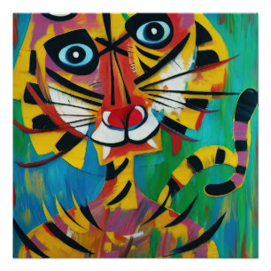 Poster TIGER TANGO Whimsical Untamed Jungle Cat Peinture