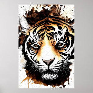 Poster Tiger Wild Nature Free Spirit Art Brush Peinture