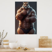 Poster Tigre anthropomorphique | Bodybuilder | ART NUMÉRI (Cuisine)