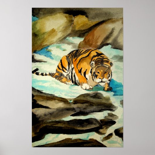 Poster Tigre aquarelle (Devant)