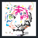 Poster Tigre arc-en-ciel<br><div class="desc">Un design cool et moderne avec un tigre stylisé déstructuré en taches d'encre super colorées.</div>