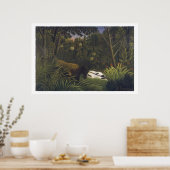 Poster Tigre attaquant un cheval et un Noir endormi ( (Cuisine)