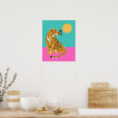 Poster Tigre avec Papillon Funky Art Print (Cuisine)