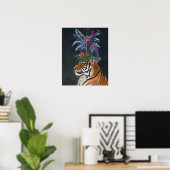 Poster Tigre avec tête tropicale (Bureau à domicile)