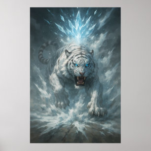 Poster Tigre blanc de givre – Empereur du royaume gelé – 