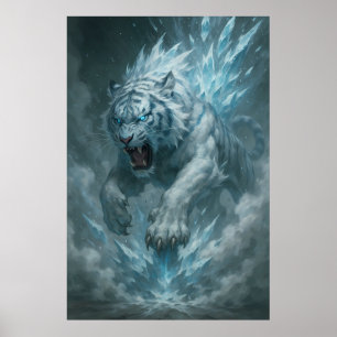Poster Tigre blanc de givre – Empereur du royaume gelé – 